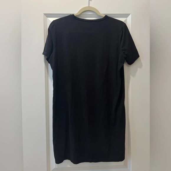 Brandy Melville Mini Black Velvet Dress Short Sleeve Crew Neck Tshirt Dress - Picture 5 of 6